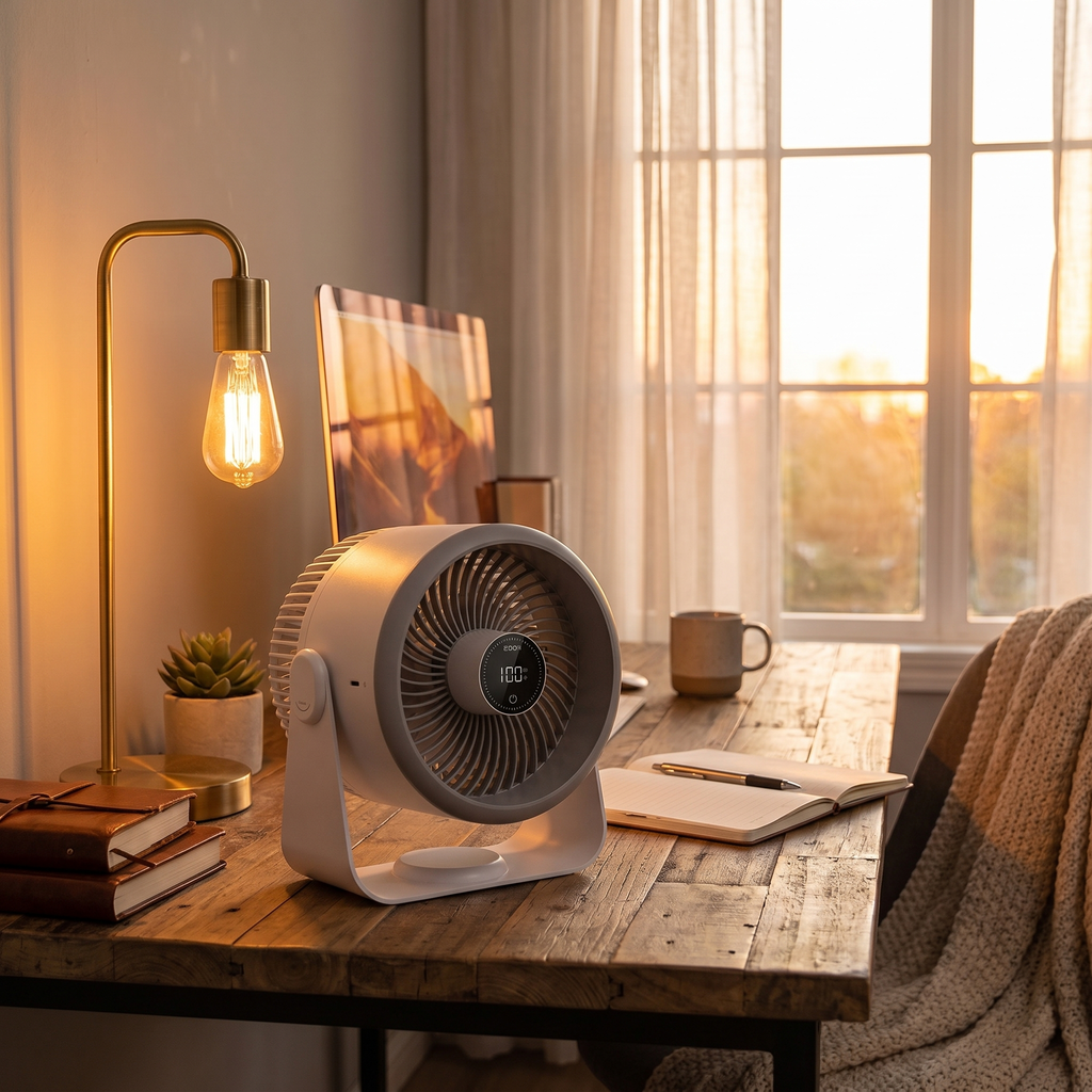 USB Rechargeable Air Circulator | 3 Speeds, Digital Display, Wall Mount