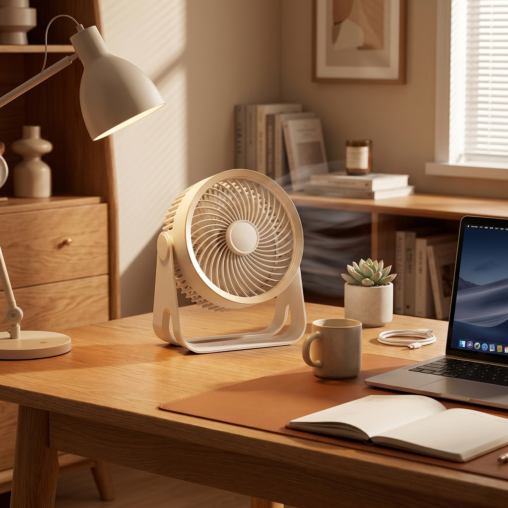 USB Rechargeable Air Circulator Fan | 5 Speeds, Wall Mount, Ambient Light