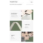 Product features with text on a white background