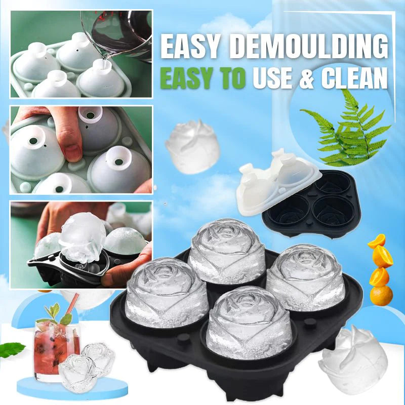 Rose Silicone Ice Tray | 3D Ice Cubes for Cocktails