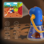 Children's night light with cartoon projection on a dark background