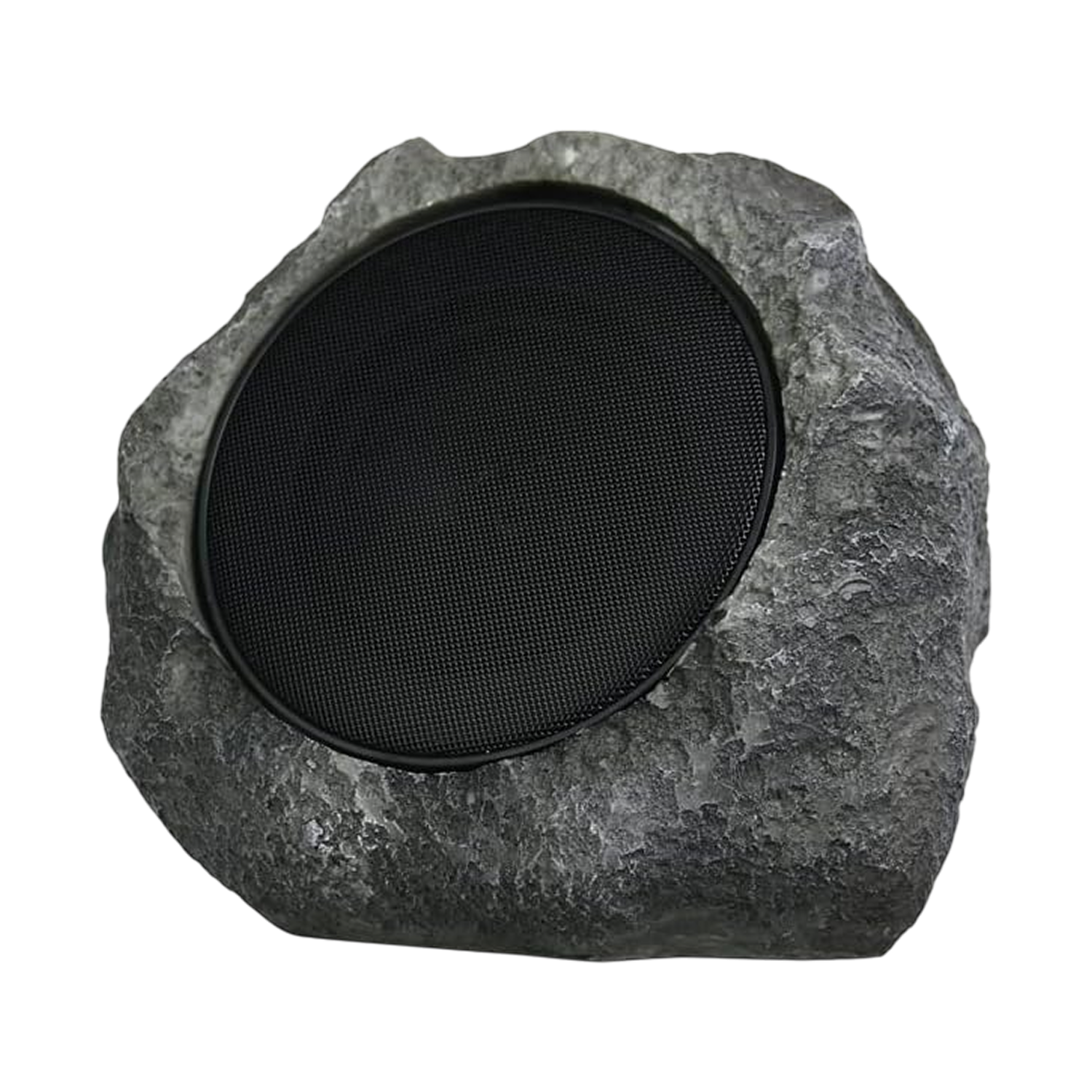 Rustic stone outdoor speaker on a white background