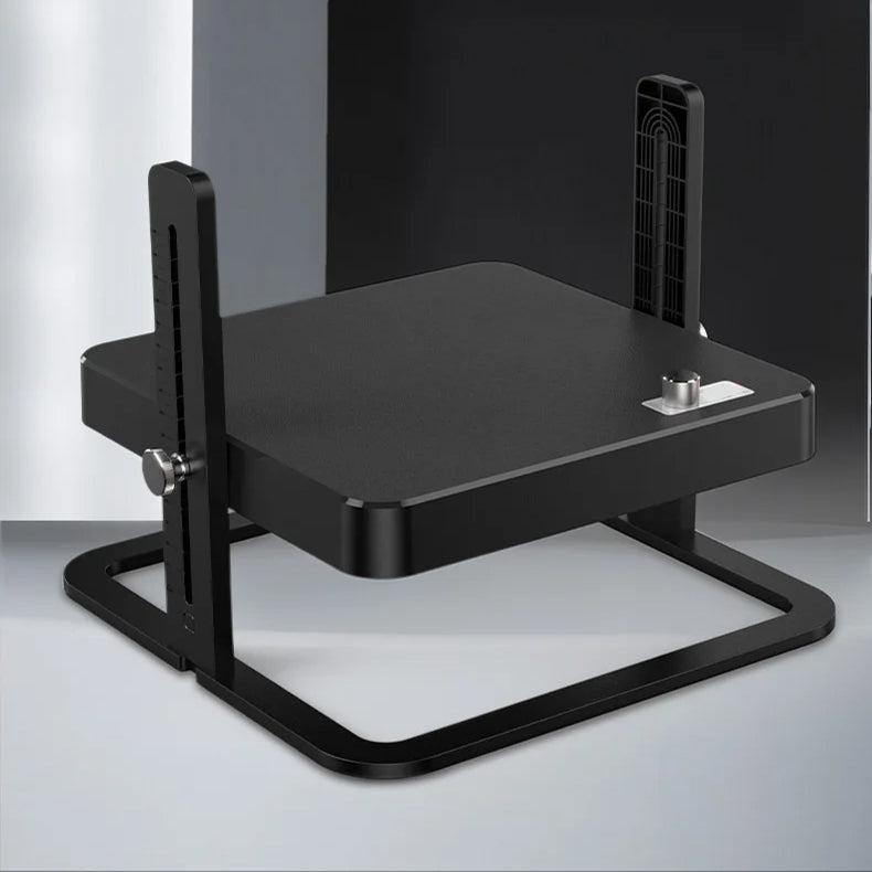 Black electronic device with antennas on a gray background