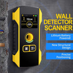 Wall detector scanner with digital display and buttons on a gray background