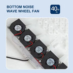 Bottom noise wave wheel fan with three black fans on a white background