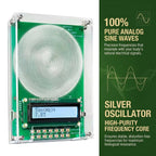 Analog sine wave generator with digital display on a green background