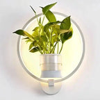 LED Plant Wall Light with Glass Vase | Warm Backlight, Metal Frame
