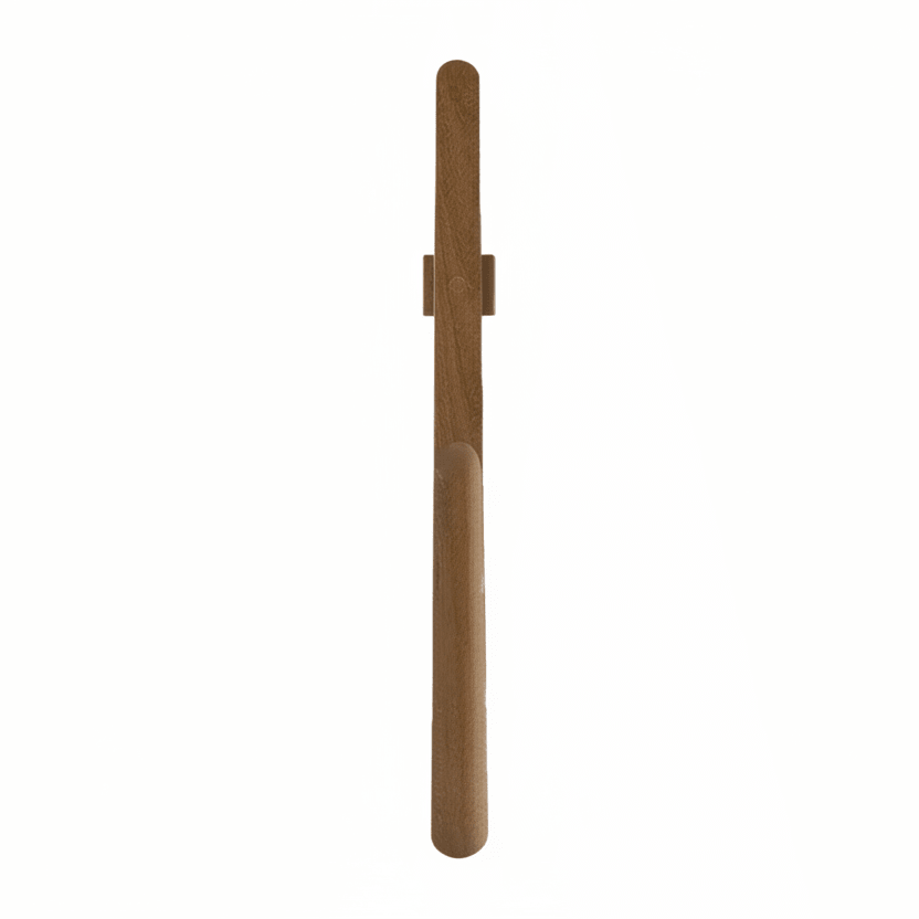 Wooden door handle on a white background