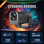 LCD Full HD Video Projector with space-themed background