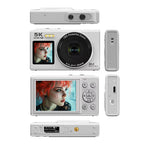 Digital camera with multiple views on a white background