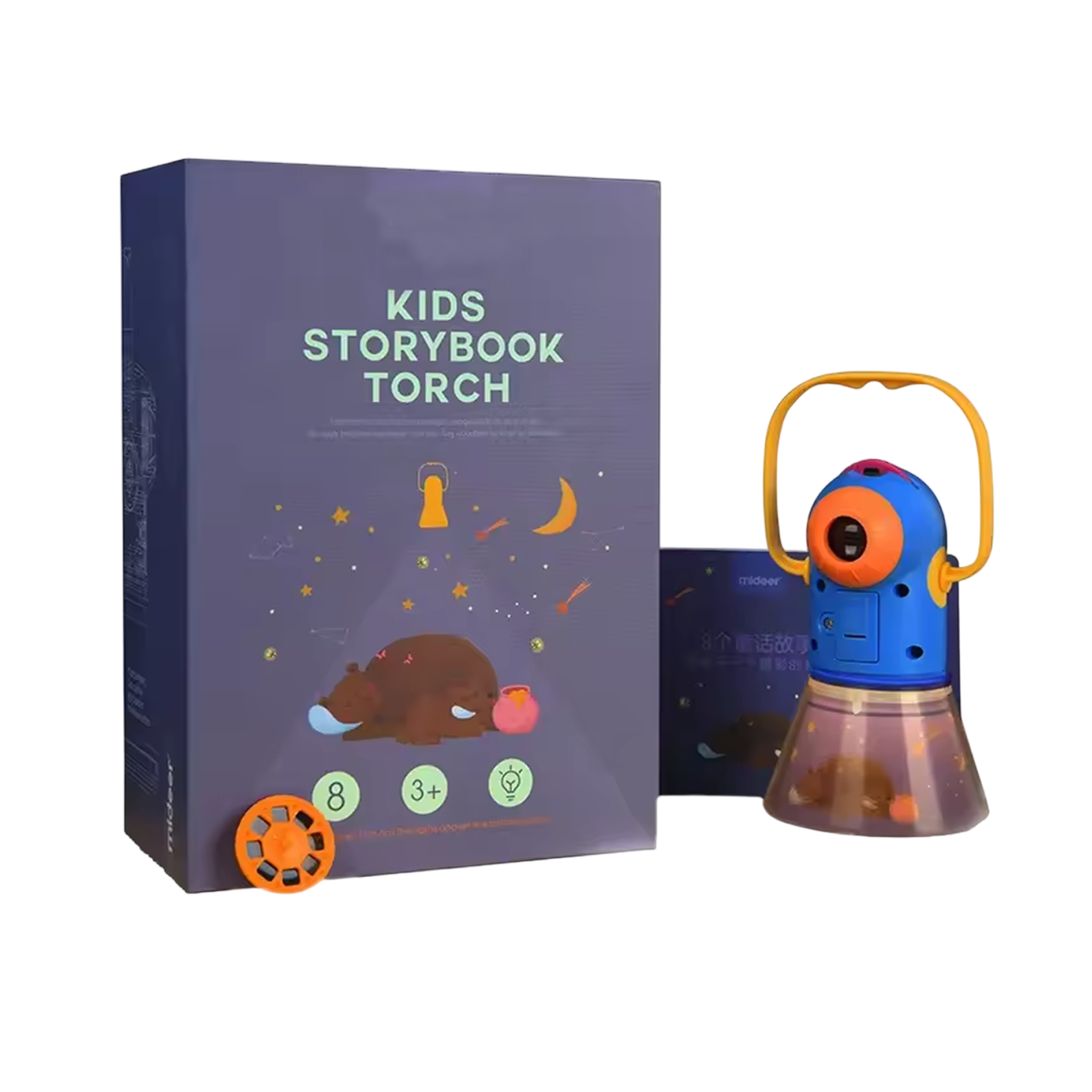Children's storybook torch with packaging on a white background