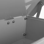 Close-up of a metallic object with screws on a white background