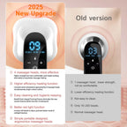 Comparison of 2025 new upgrade version and old version of a digital device with text highlighting features.