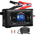 Smart battery charger with cables and connectors on a white background
