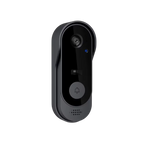 Black doorbell camera on a white background