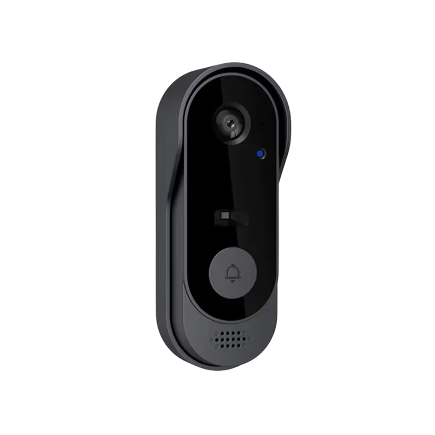 Black doorbell camera on a white background