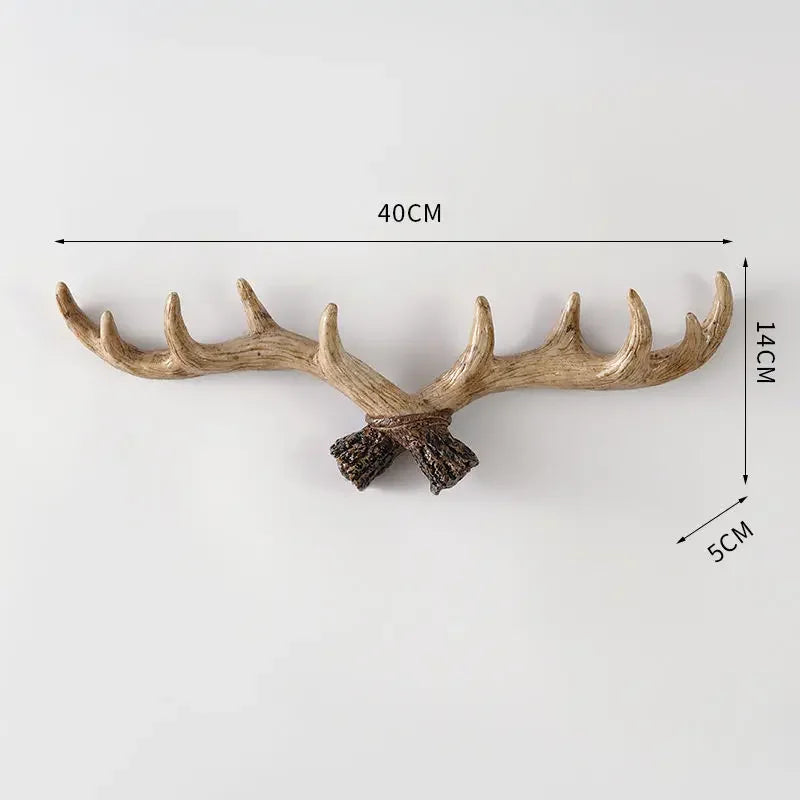 Decorative antler with measurements on a white background