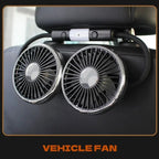 Car air vent fan mounted inside a vehicle, with 'VEHICLE FAN' text at the bottom.