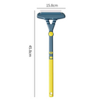Measurement chart of a blue and yellow squeegee with dimensions labeled.