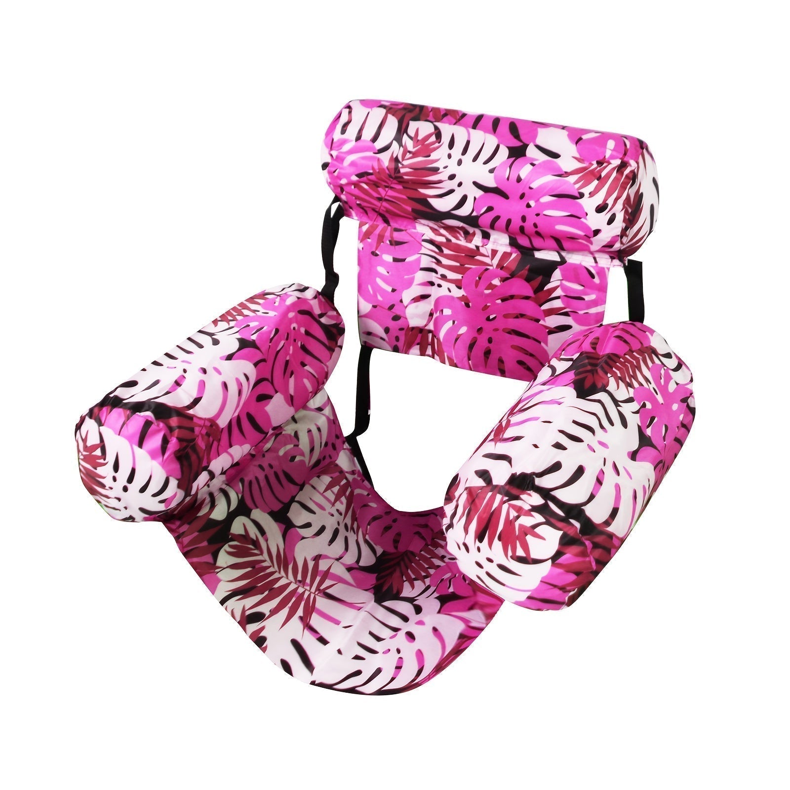 Pink and white floral-patterned seat cover on a white background