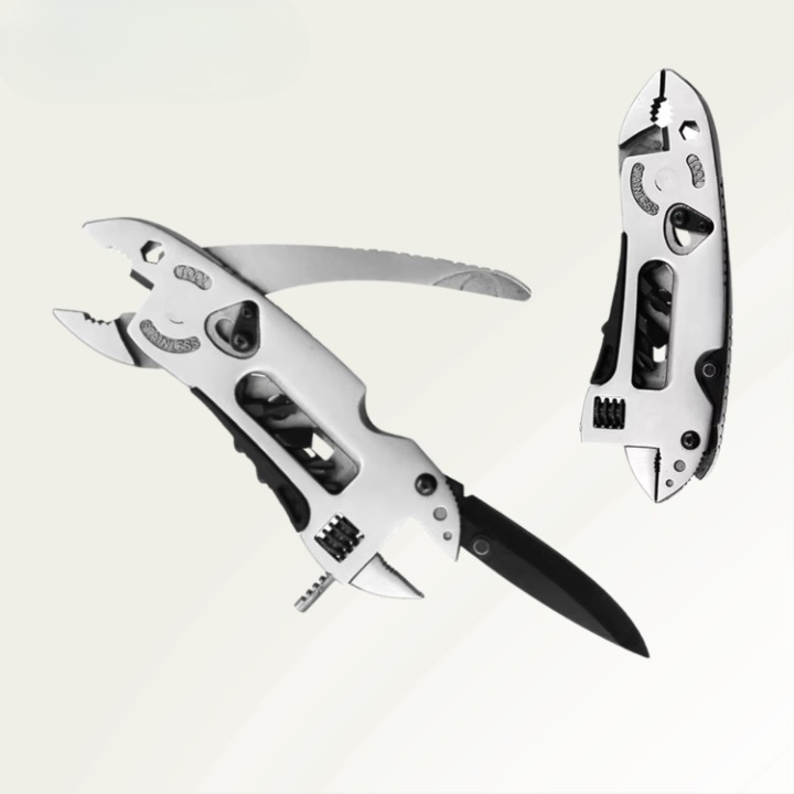 Multitool with knife blade on a white background