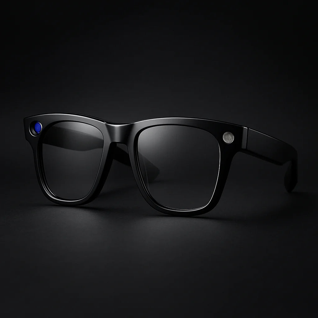 Black sunglasses on a dark background