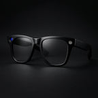 Black sunglasses on a dark background