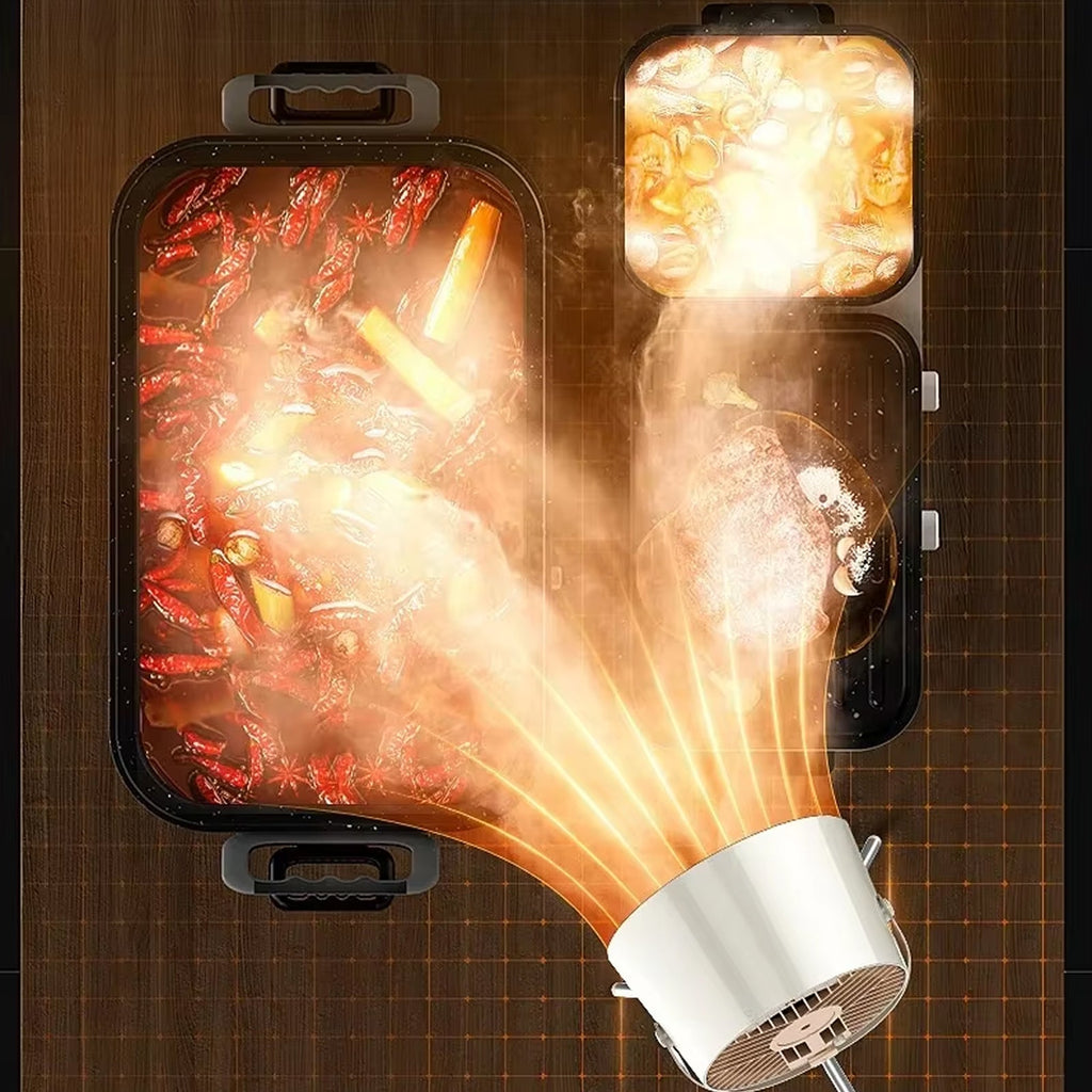 Hair dryer with a glowing light bulb design on a brown grid background