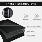 Diagram of a three-tier structure with waterproof, flexible, and layered components.