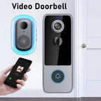 Video doorbell system with smartphone app on a white background