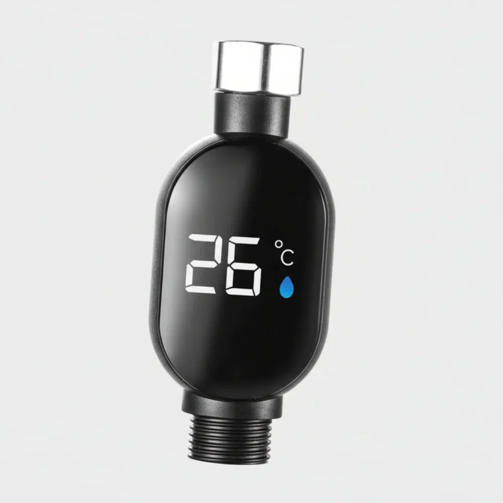 Black digital temperature display on a gray background