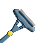 Blue squeegee with a yellow button on a white background