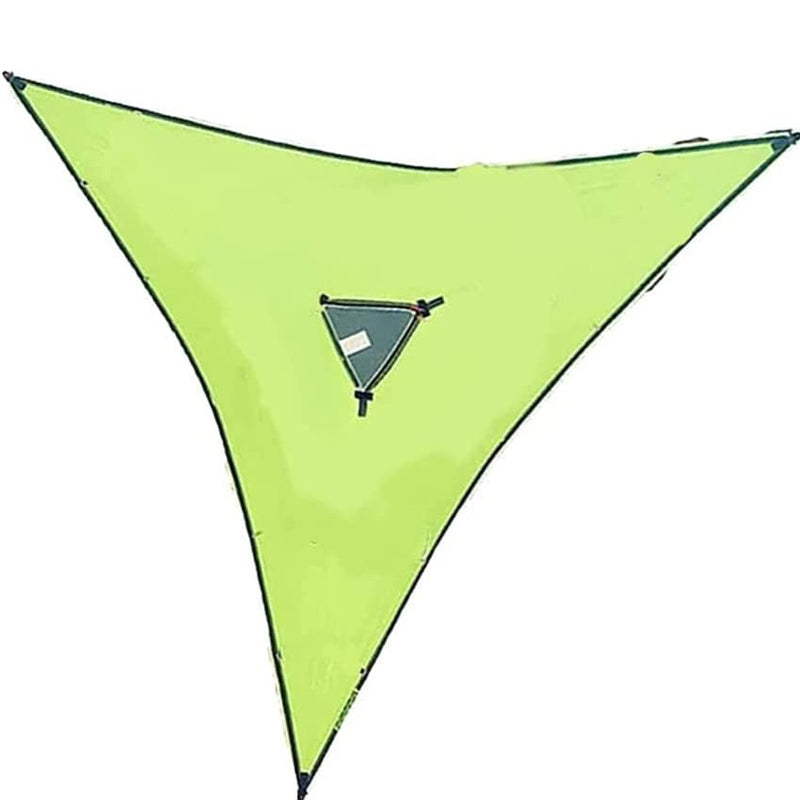 Green triangle-shaped sail or canopy on a white background