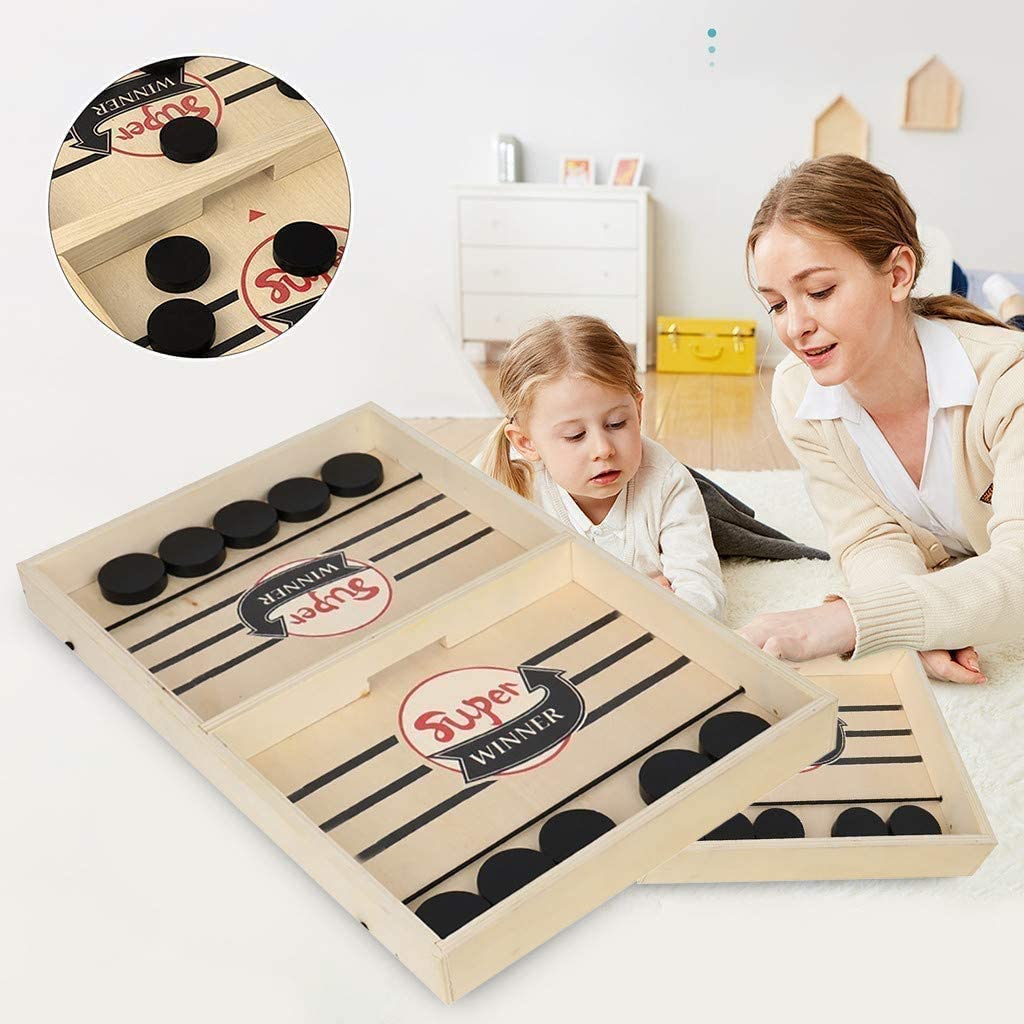 2-in-1 Table Football & Shuffleboard | Wooden Board, 58 x 31cm