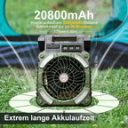 Portable fan with 20800mAh battery capacity on grass