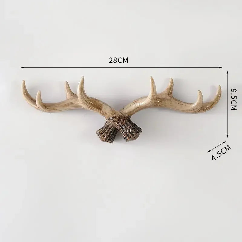 Decorative deer antlers with measurements on a white background