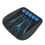 Black massage cushion with blue LED lights on a white background