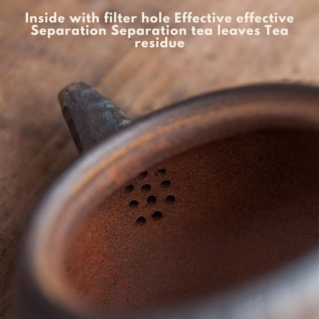 Close-up of a teapot with text describing its features.