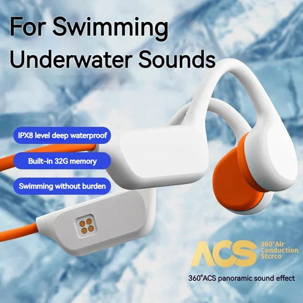 Wearable device for swimming with underwater sound capabilities, featuring ACS branding.