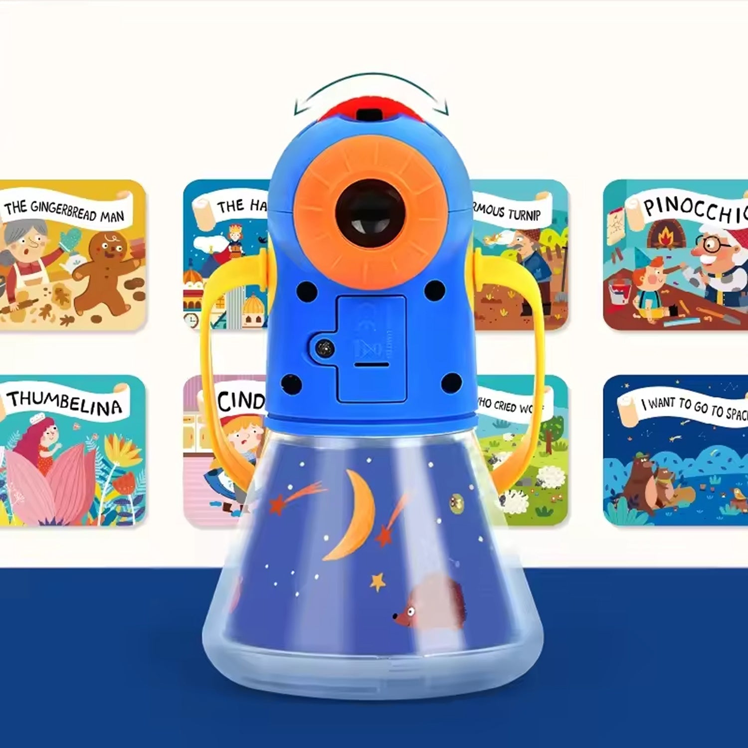 Children's night light with books in the background