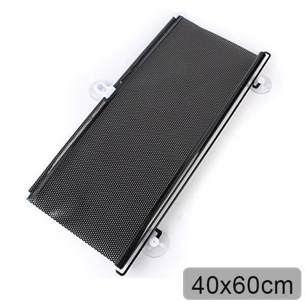 Black metal screen with mounting brackets on a white background, size 55x125cm.