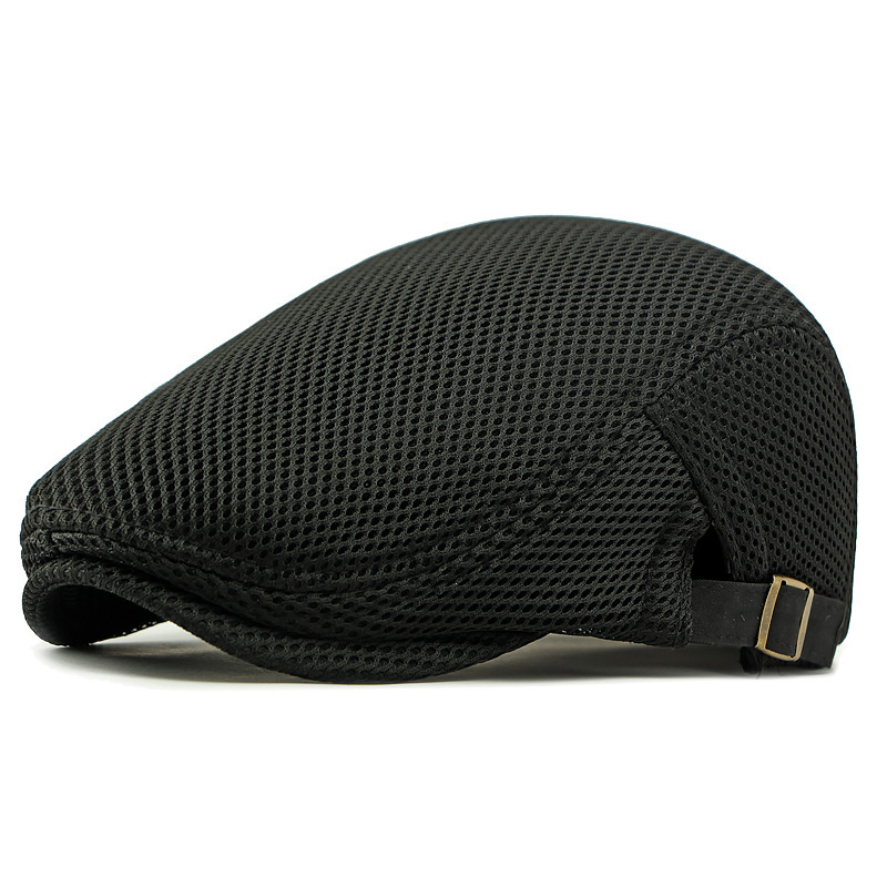 Gray mesh cap with a strap on a white background