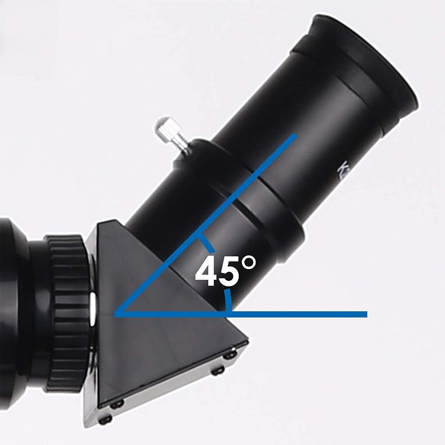 Telescope with a 45-degree angle indicator on a white background