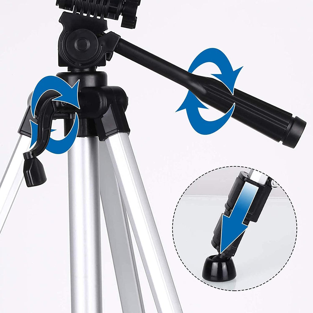Tripod with adjustable head on a white background