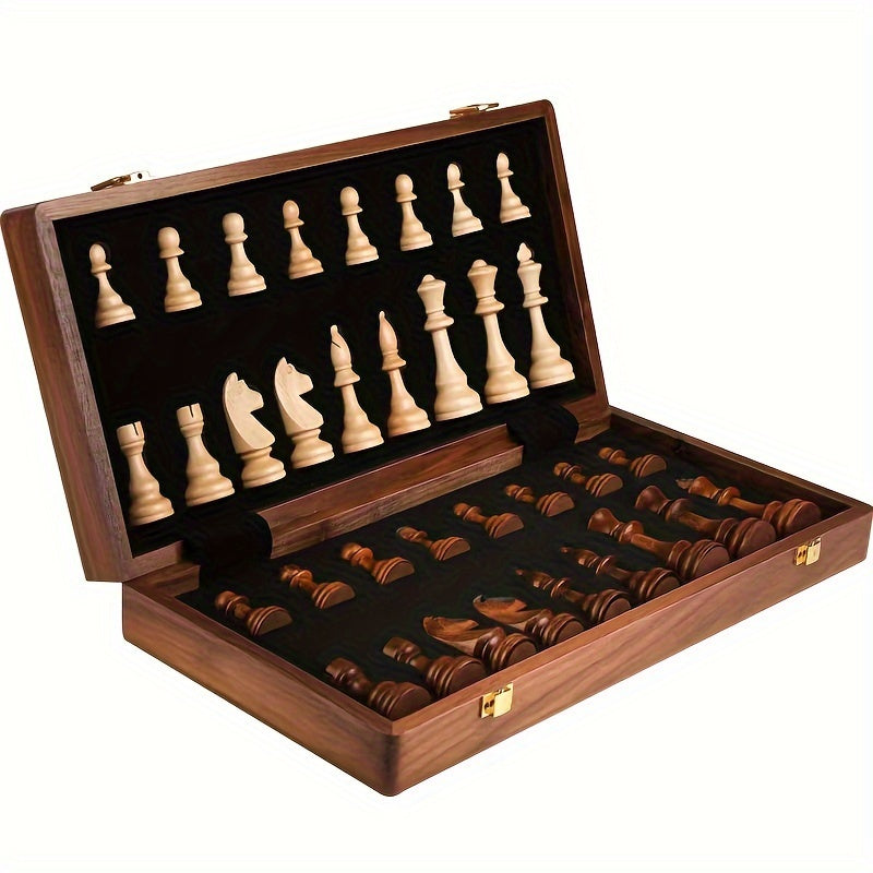 Foldable Wooden Chess Set with Storage | Complete with Pieces & Extra Queens