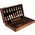 Foldable Wooden Chess Set with Storage | Complete with Pieces & Extra Queens