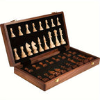Foldable Wooden Chess Set with Storage | Complete with Pieces & Extra Queens