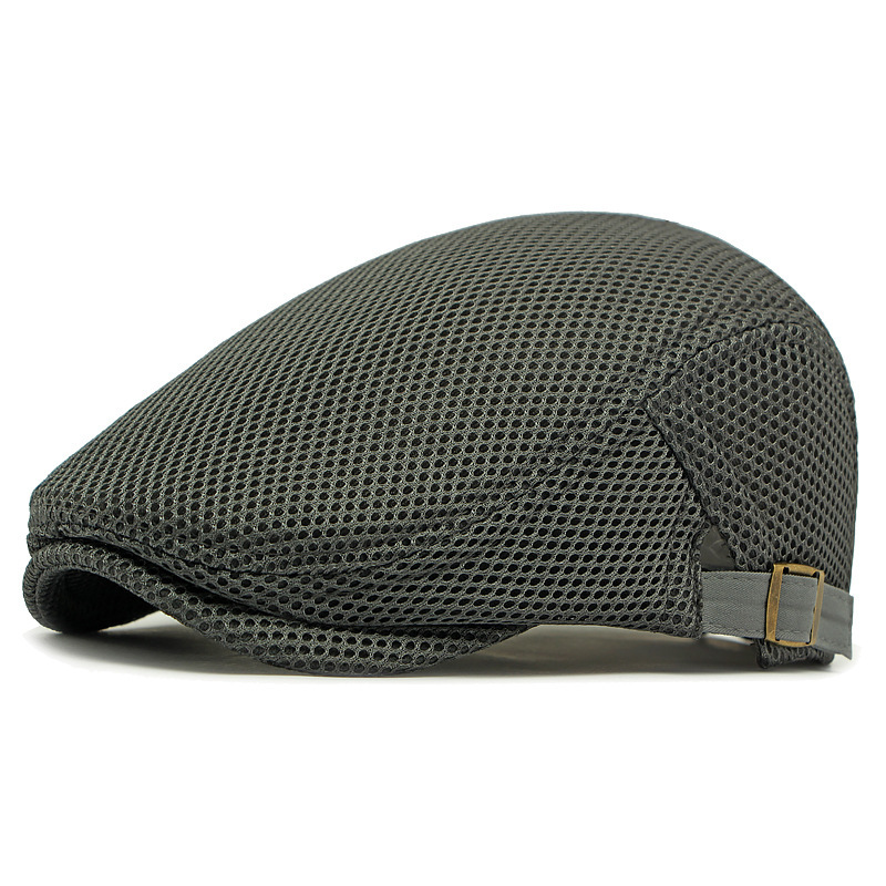 Gray newsboy cap on a white background
