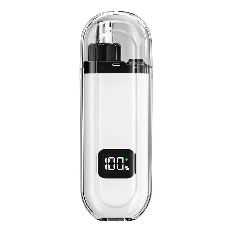 Clear electronic device with digital display on a white background
