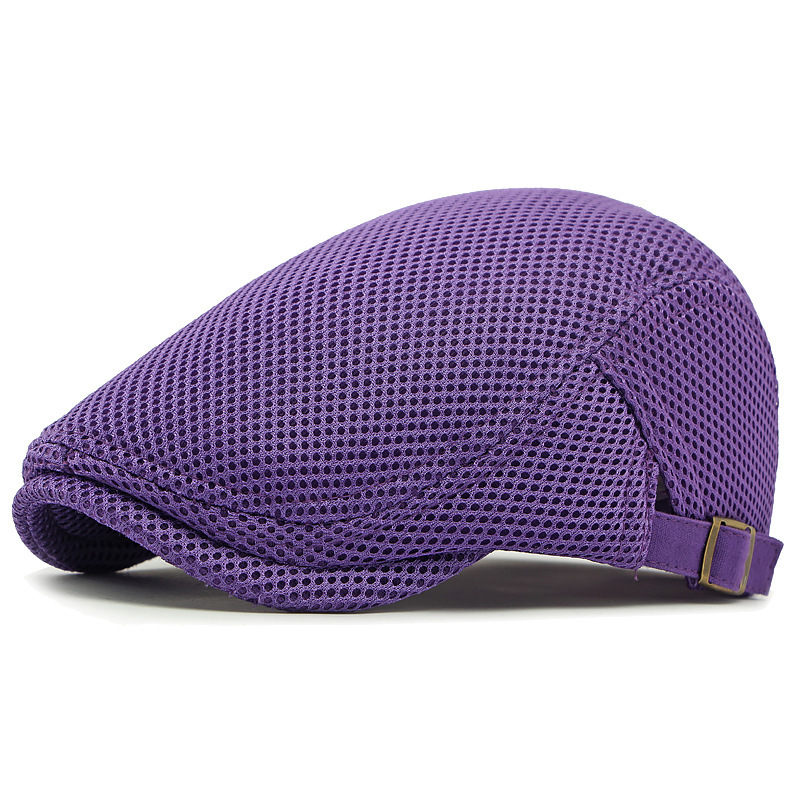 Purple mesh cap on a white background